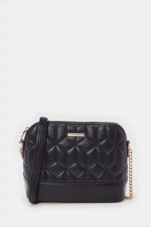 Women Black Quilting Crossbody Bag